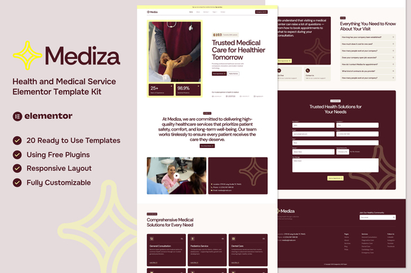 Mediza - Medical & Healthcare Elementor Template — Elementor template kit cover
