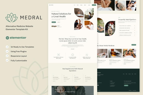 Medral - Alternative Medicine Website Elementor Template — Elementor template kit cover