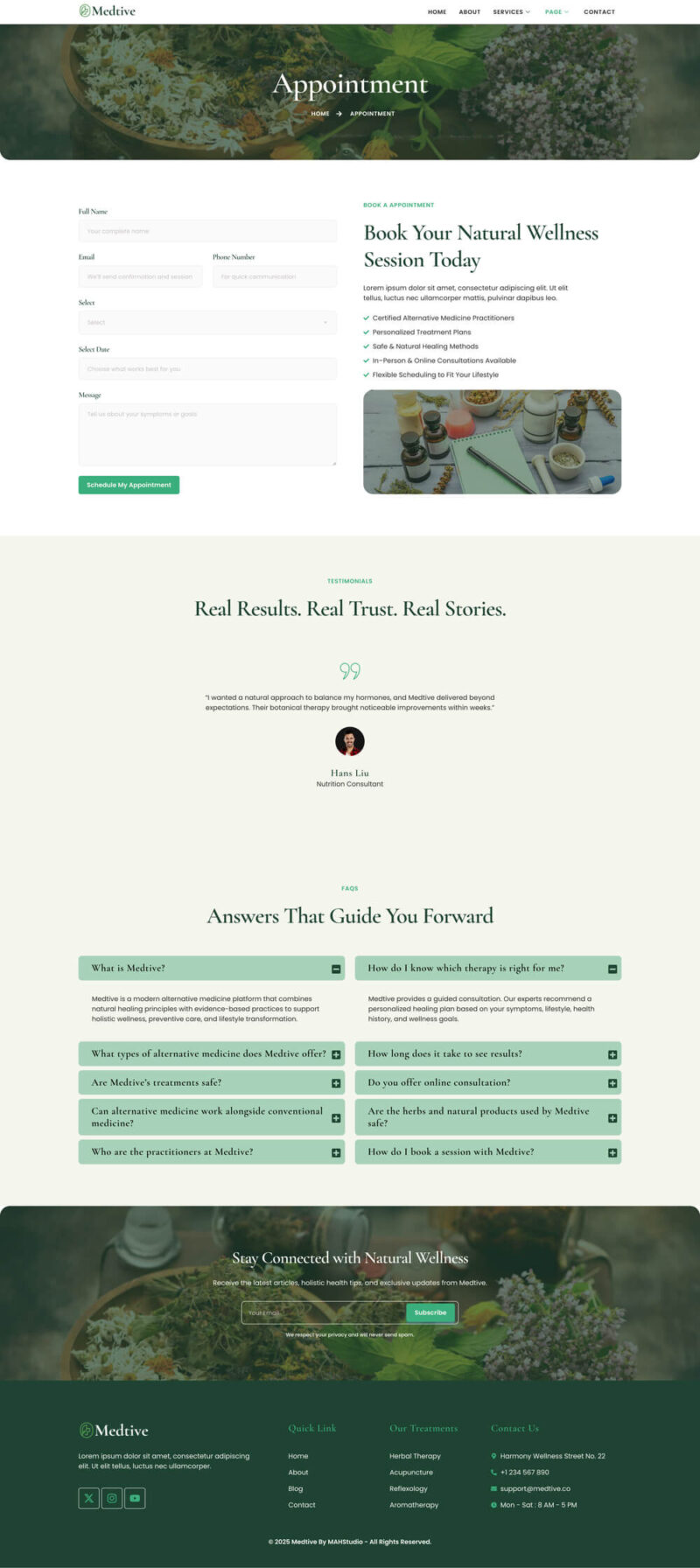 Appoinment — Medtive - Alternative Medicine Elementor Template