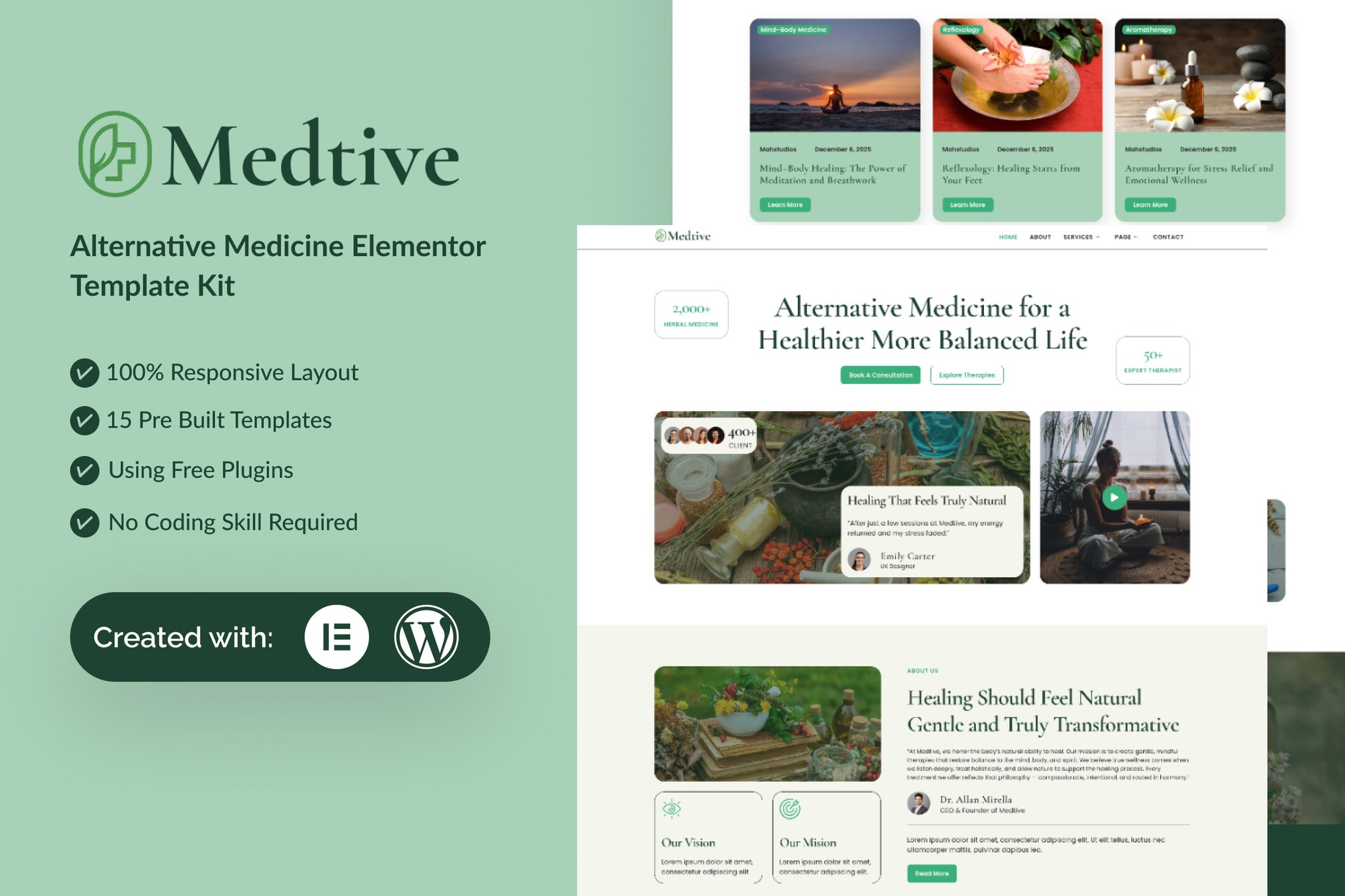 Medtive - Alternative Medicine Elementor Template — Elementor template kit cover