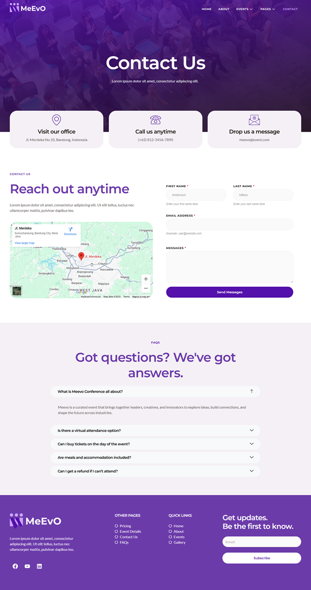 Contact Us — Meevo - Event and Conference Elementor Template
