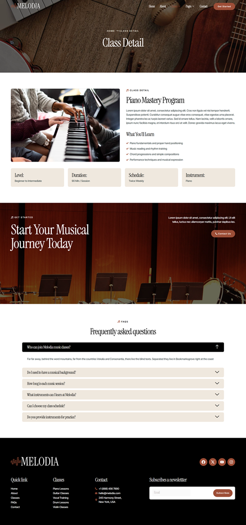 Class Detail — Melodia - Music School Elementor Template