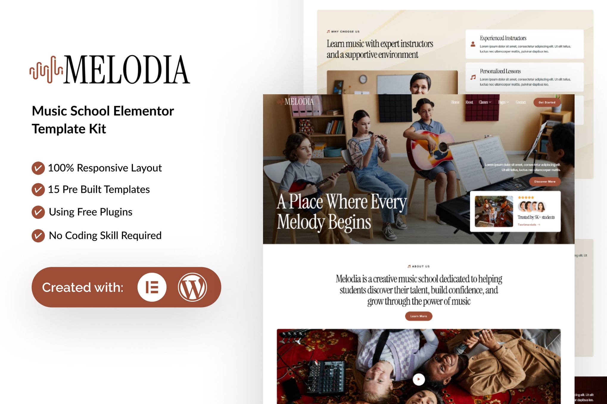 Melodia - Music School Elementor Template — Elementor template kit cover