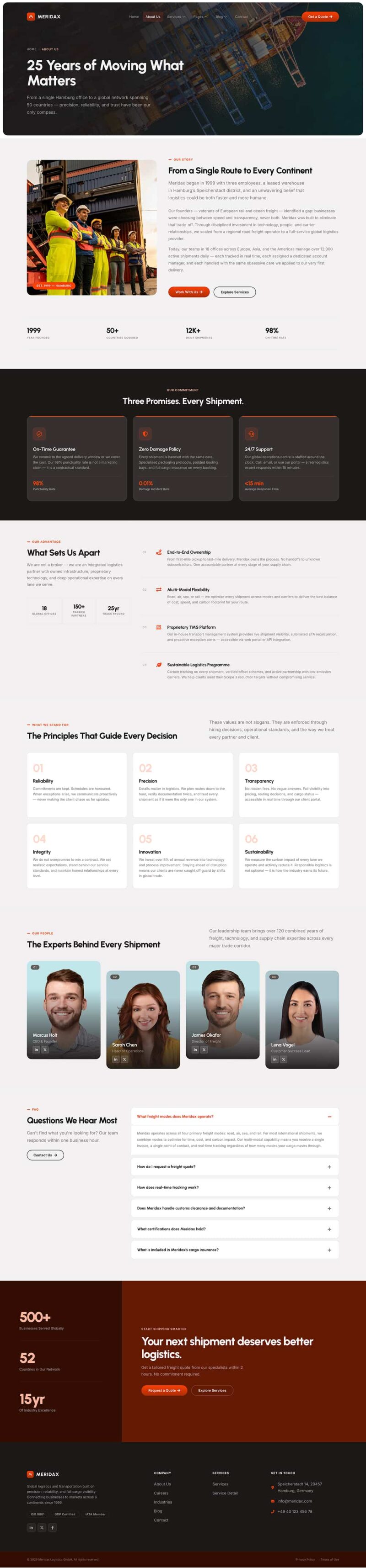 About Us — Meridax - Logistics & Transportation Elementor Template