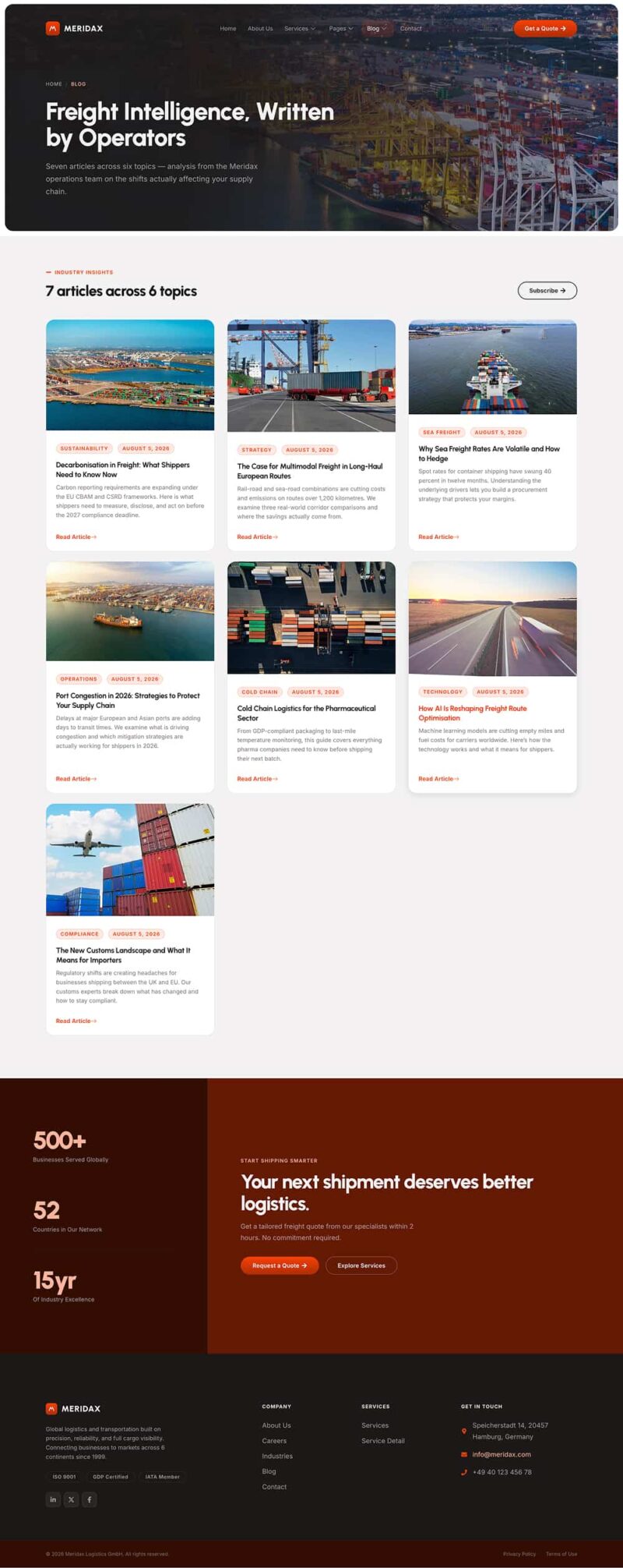 Blog — Meridax - Logistics & Transportation Elementor Template