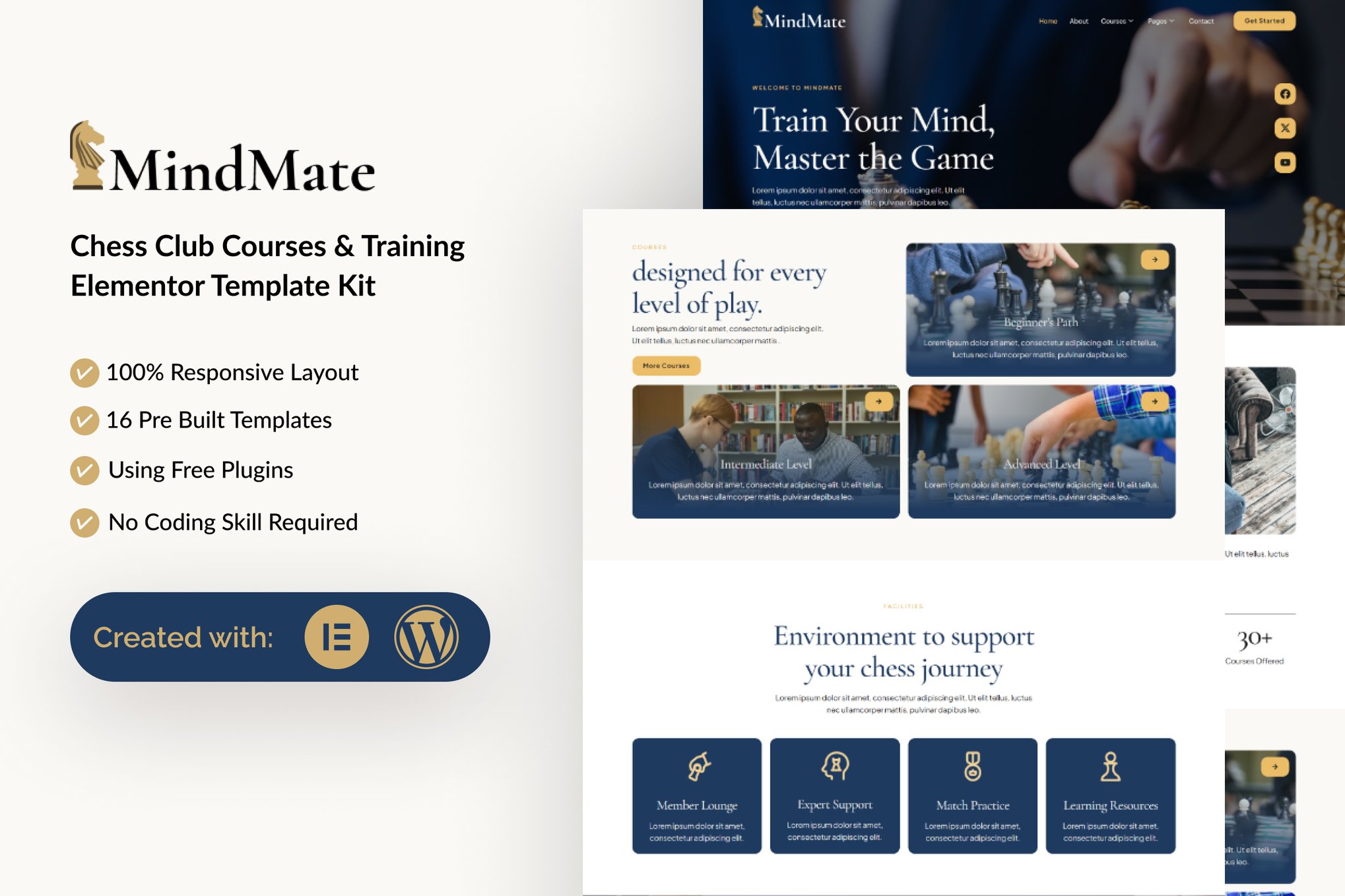 Mindmate - Chess Club Course & Training Elementor Template Kits Elementor Template — Elementor template kit cover
