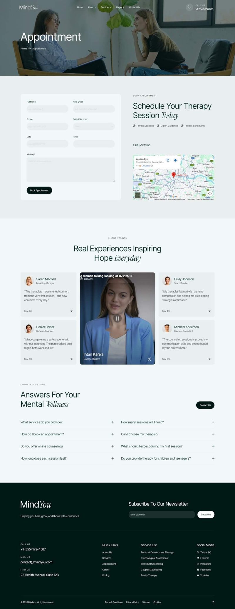 Appointment — Mindyou - Psychology & Counseling Elementor Template