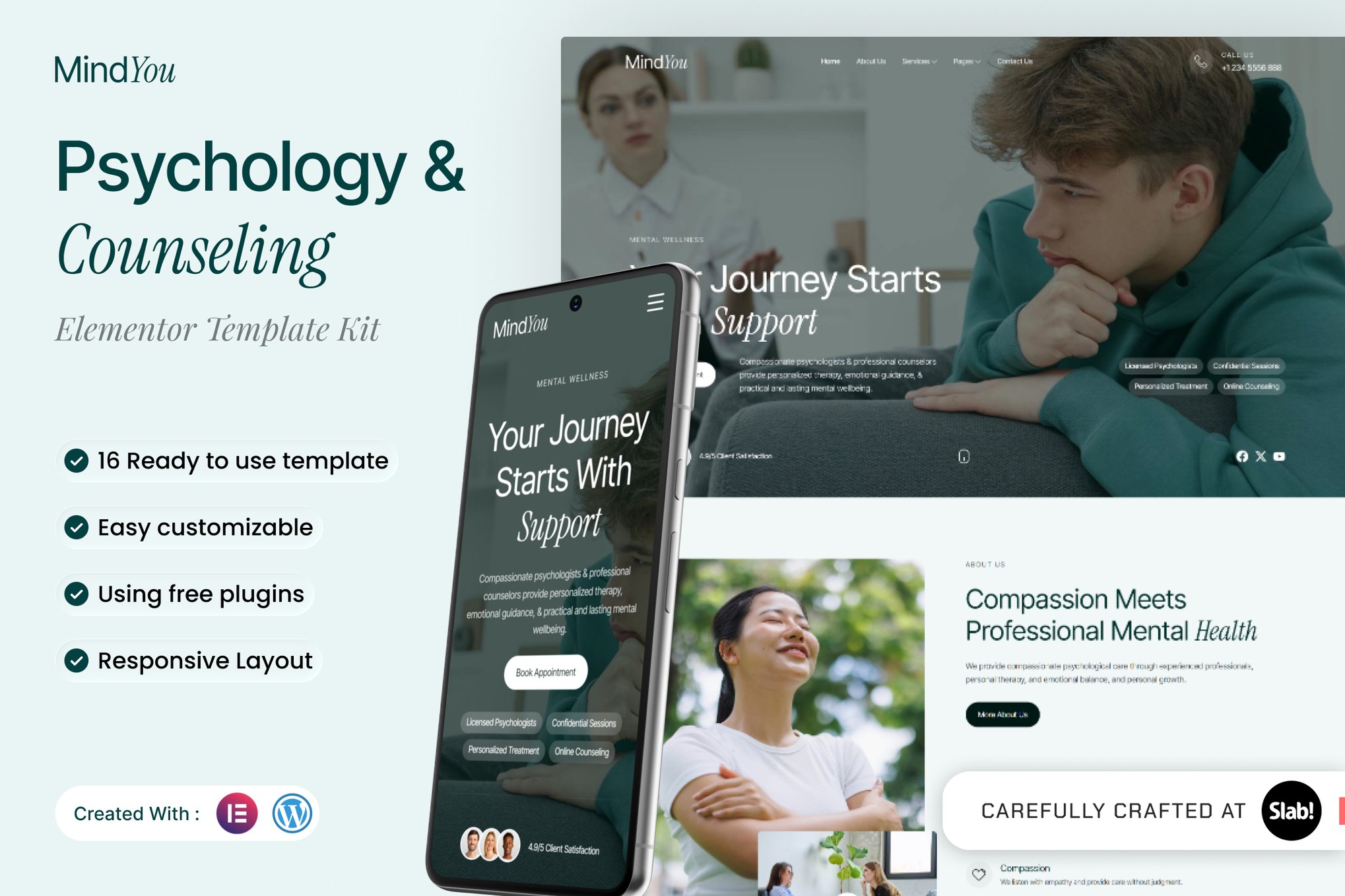 Mindyou - Psychology & Counseling Elementor Template — Elementor template kit cover