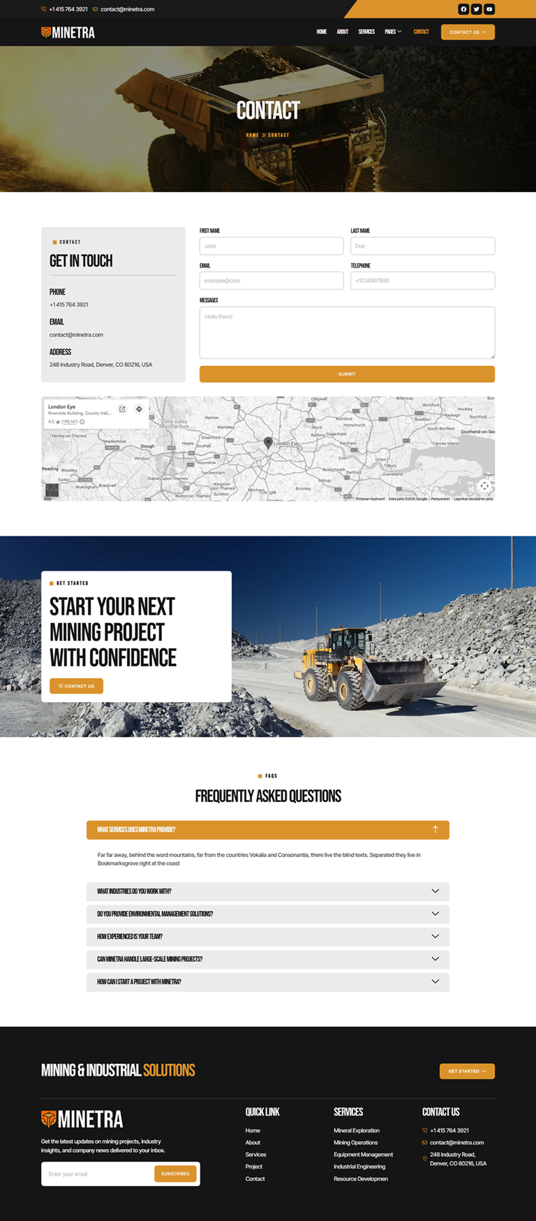 Contact — Minetra - Mining & Industry Elementor Template