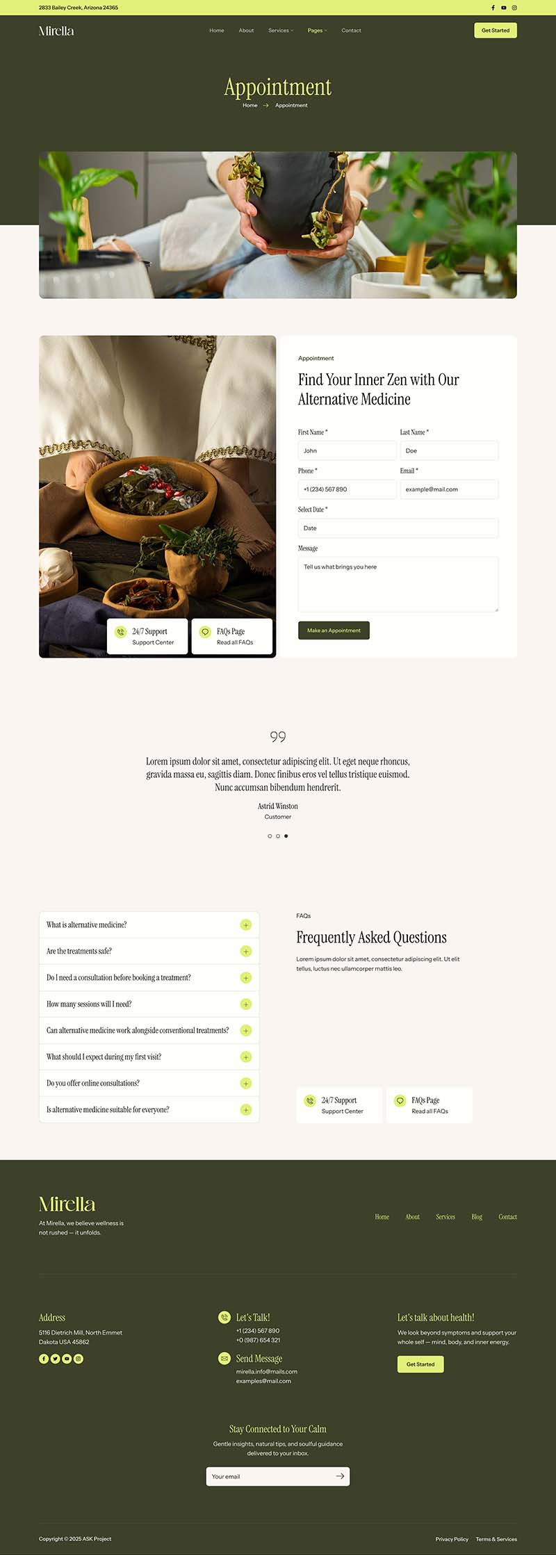 Appointment — Mirella - Alternative Medicine Elementor Template