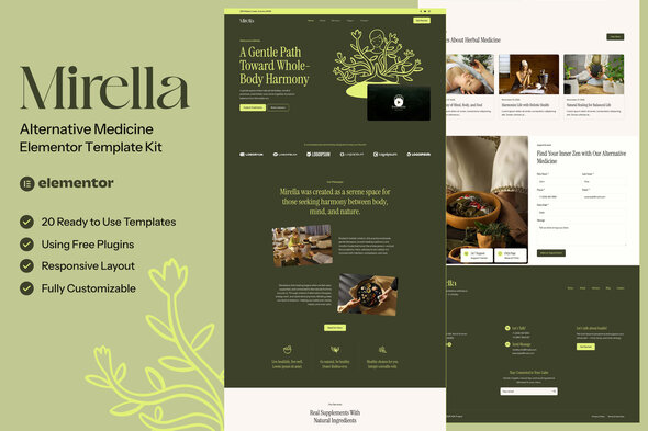 Mirella - Alternative Medicine Elementor Template — Elementor template kit cover