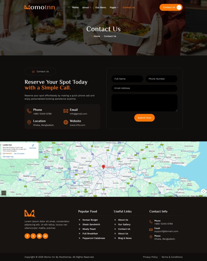 Contact Us — MomoInn - Hotel & Restaurant Elementor Template