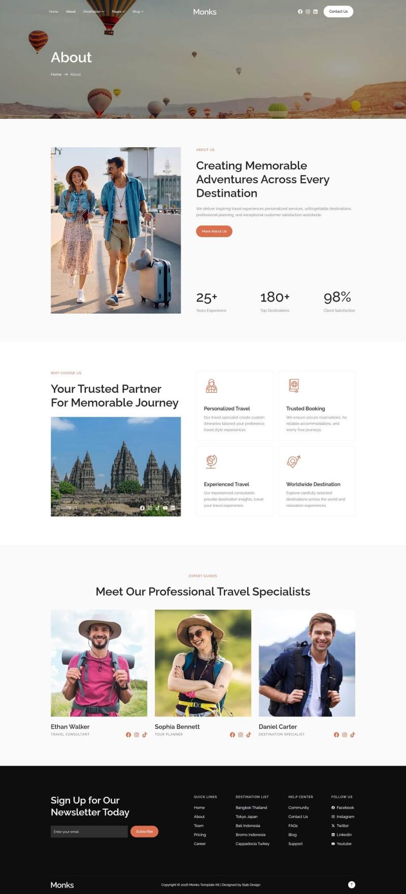 About — Monks - Tour & Travel Agency Elementor Template