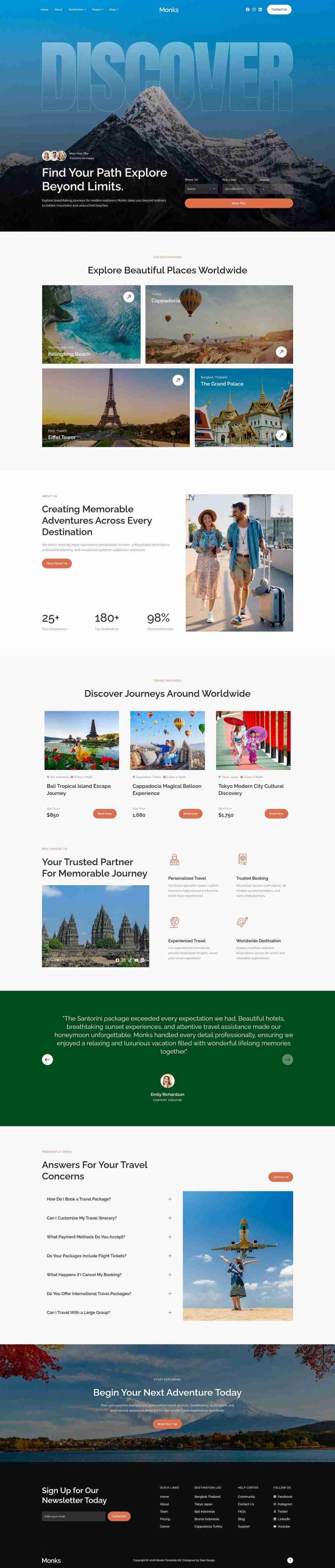 Home — Monks - Tour & Travel Agency Elementor Template