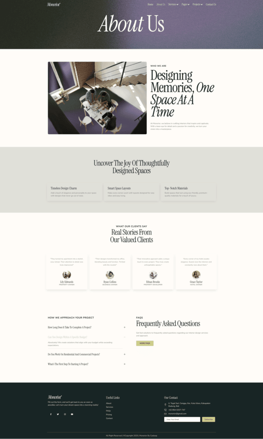 About Us — Monorior Space - Gradient Interior Elementor Template