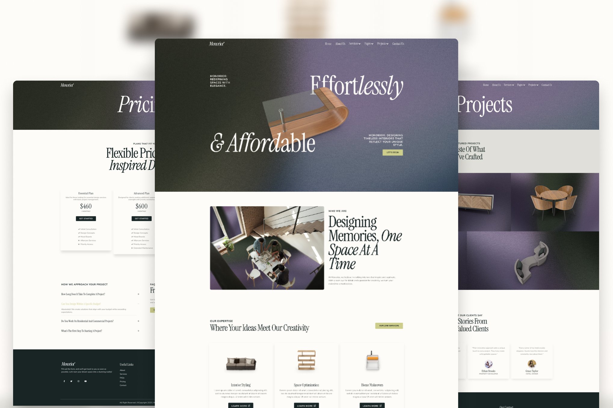 Monorior Space - Gradient Interior Elementor Template — Elementor template kit cover