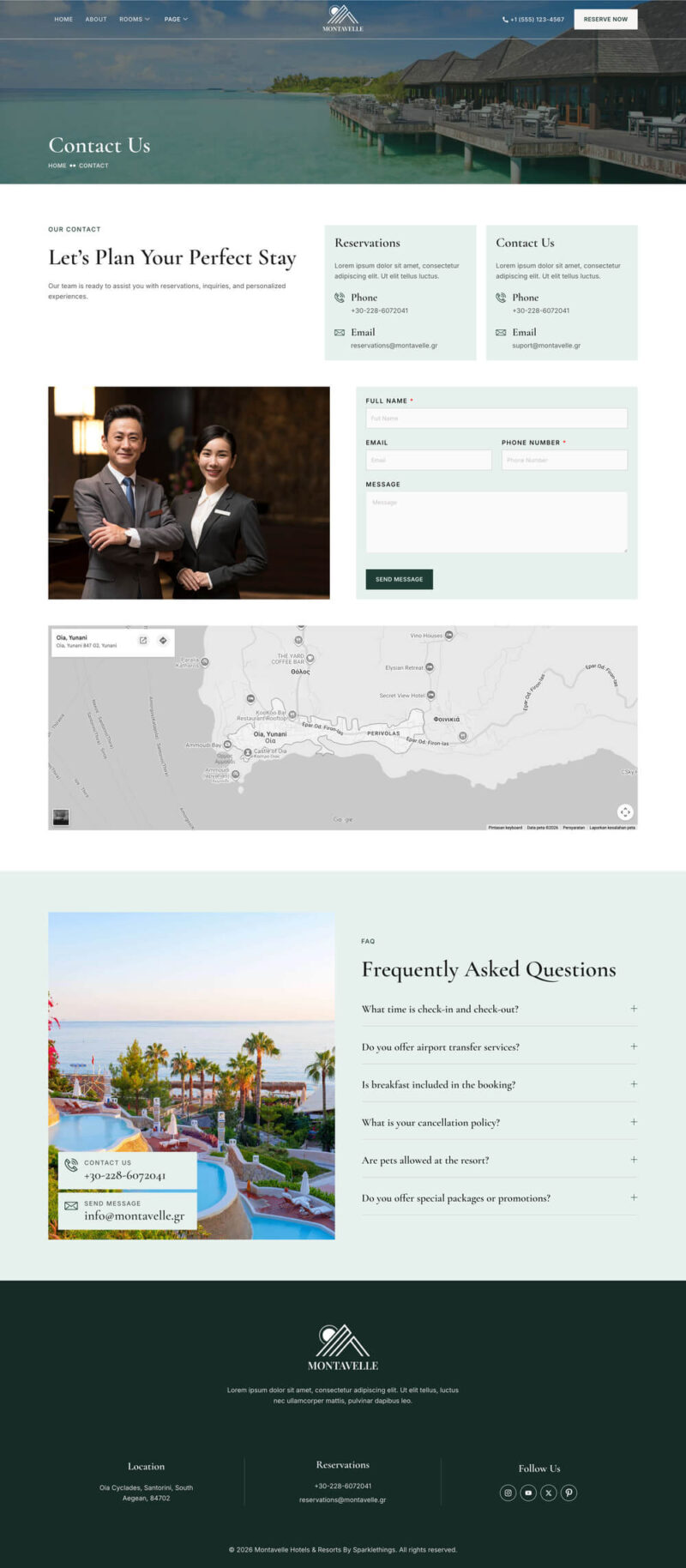 Contact — Montavelle - Hotel & Resort Business Elementor Template