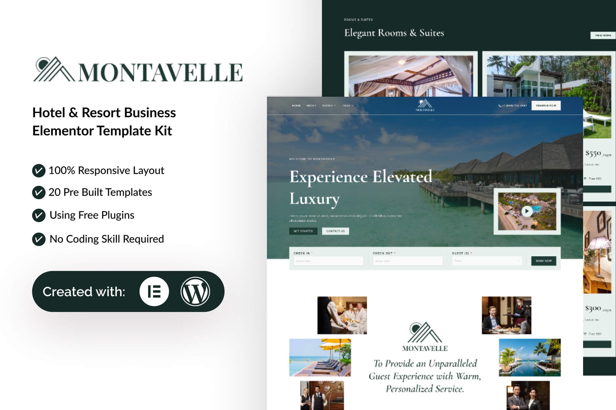 Montavelle - Hotel & Resort Business Elementor Template — Elementor template kit cover