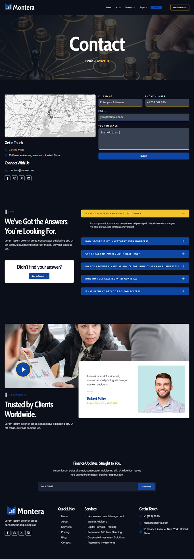 Contact — Montera - Finance & Investment Elementor Template