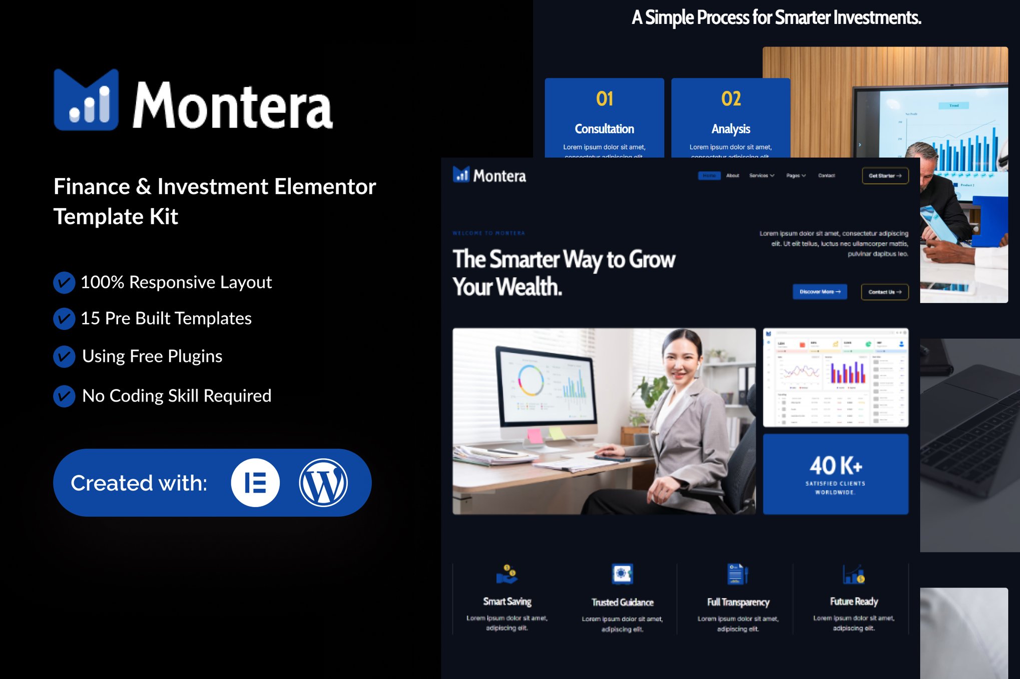 Montera - Finance & Investment Elementor Template — Elementor template kit cover