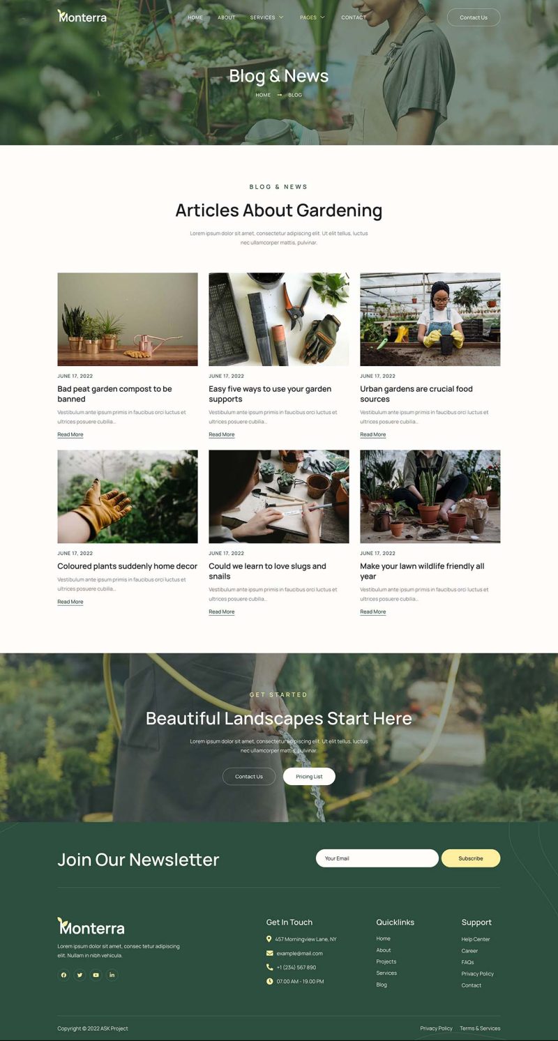 Blog — Monterra - Gardening and Landscaping Elementor Template
