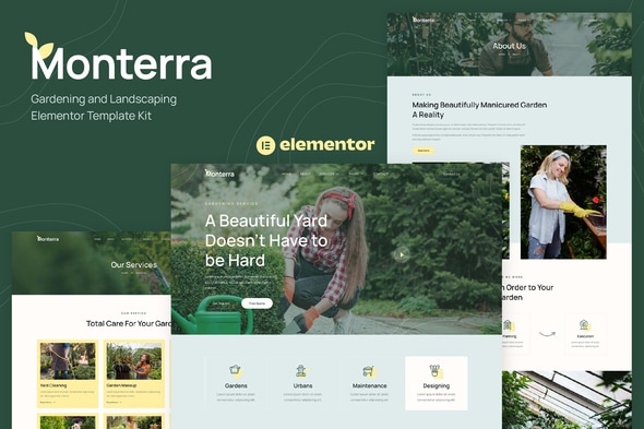 Monterra - Gardening and Landscaping Elementor Template — Elementor template kit cover