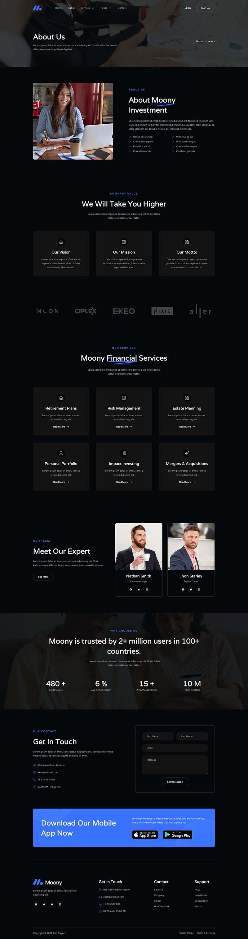 About — Moony - Finance & Investment Elementor Template