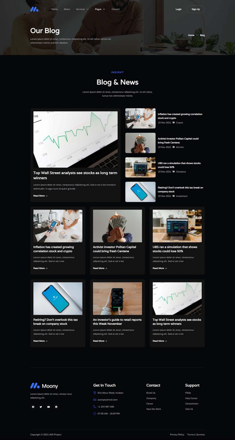 Blog — Moony - Finance & Investment Elementor Template