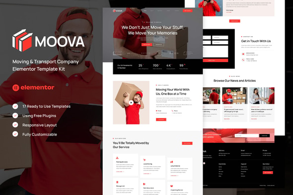 Moova - Moving & Transport Company Elementor Template — Elementor template kit cover