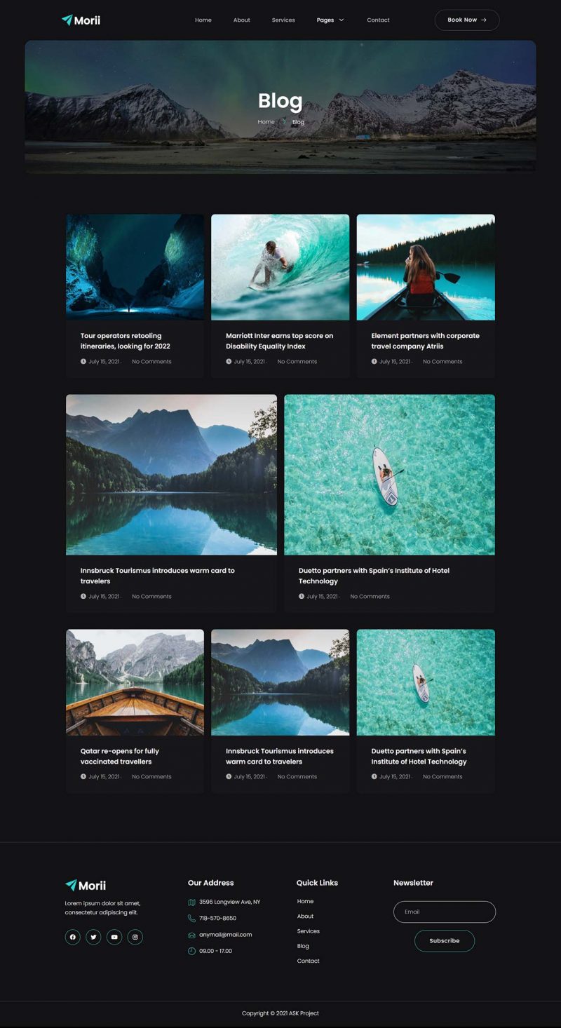 Blog — Morii - Adventure Travel & Tourism Elementor Template