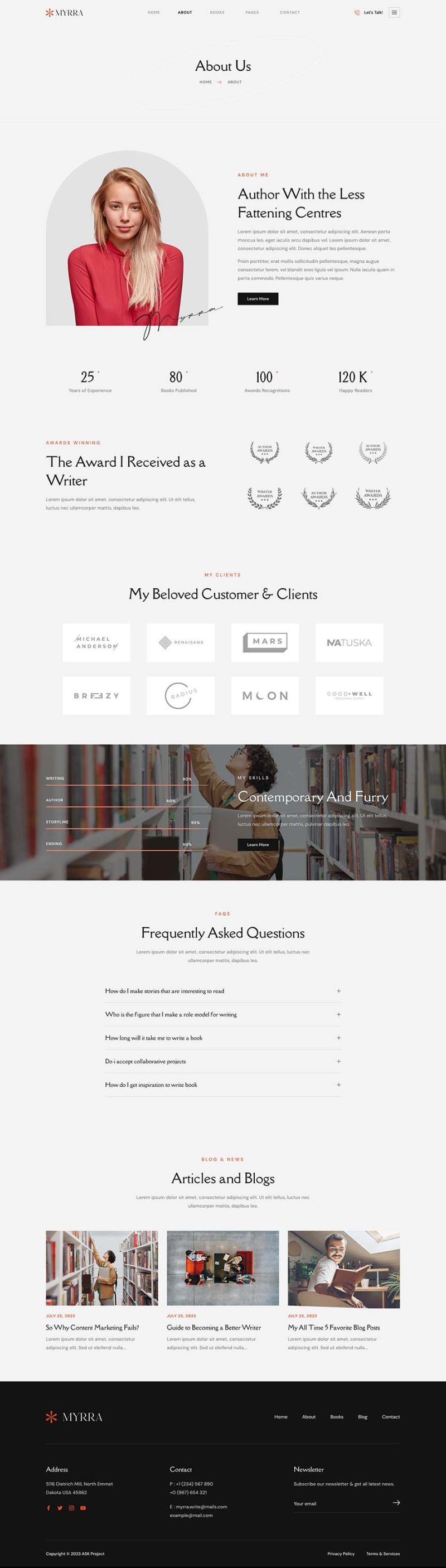 About — Myrra - Book Author & Writer Elementor Template