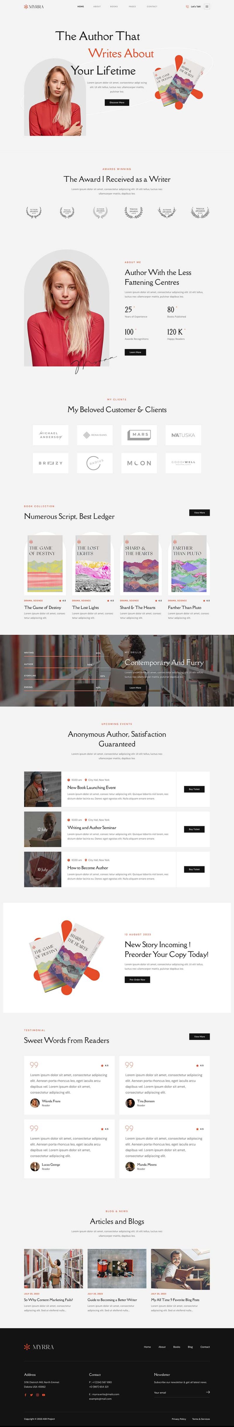 Home — Myrra - Book Author & Writer Elementor Template