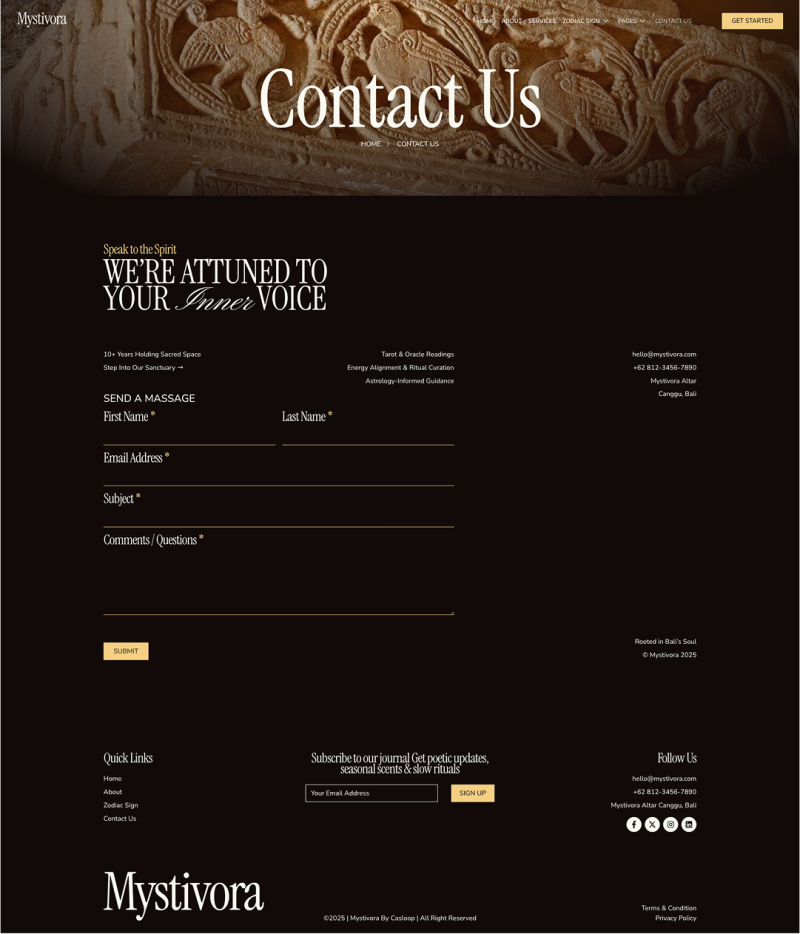 Contact Us — Mystivora - Modern Mystical Astrology & Horoscope Elementor Template