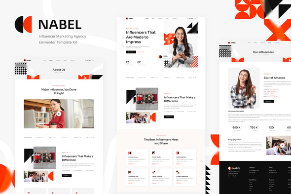Nabel - Influencer Marketing Agency Elementor Template — Elementor template kit cover