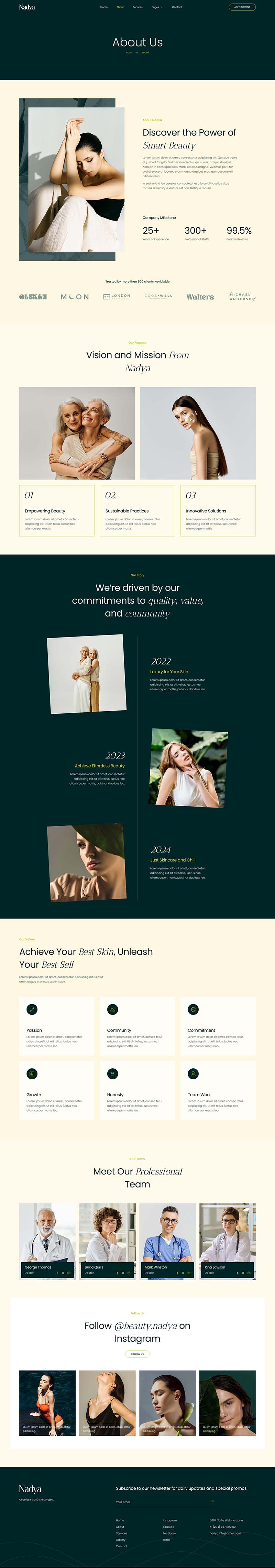 About — Nadya - Skincare & Dermatology Elementor Template