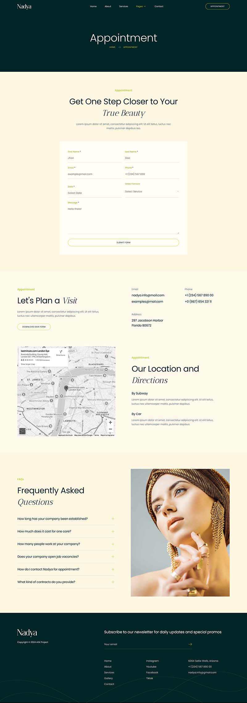 Appointment — Nadya - Skincare & Dermatology Elementor Template
