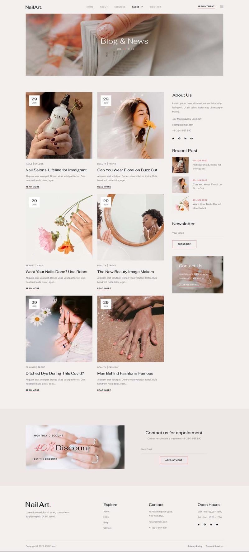 Blog — Nailart - Nail Salon & Beauty Care Elementor Template