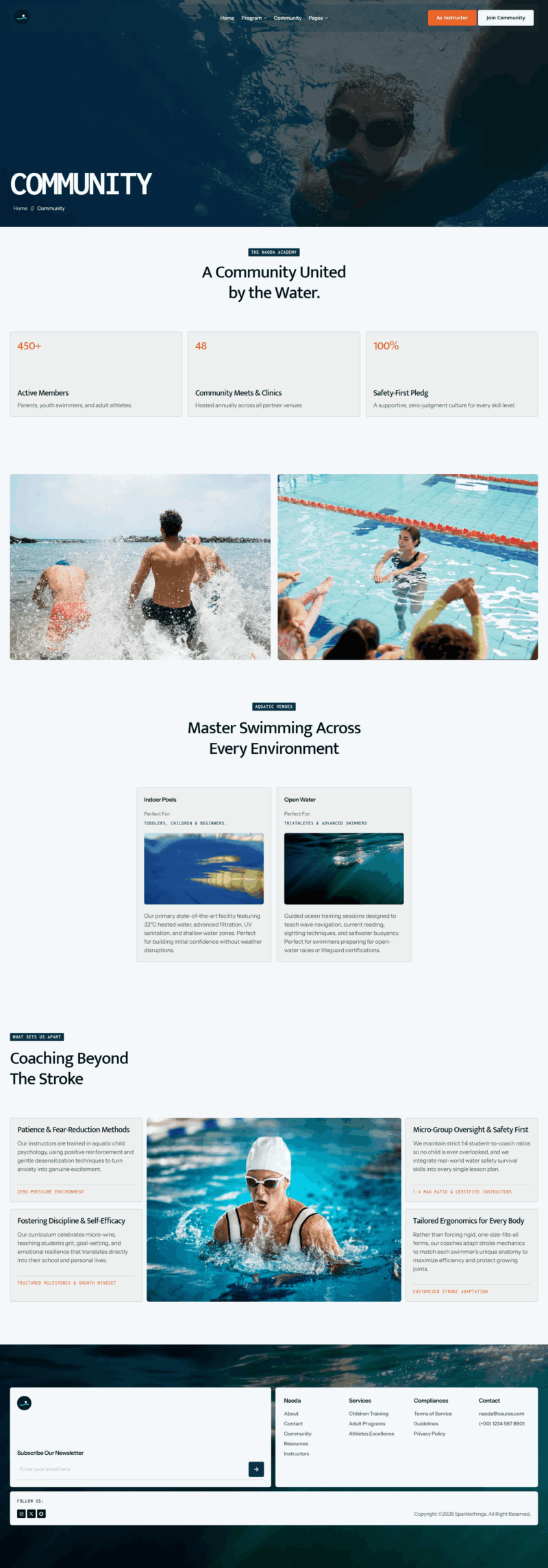 Community — Naoda - Swimming Academy & Training Elementor Template