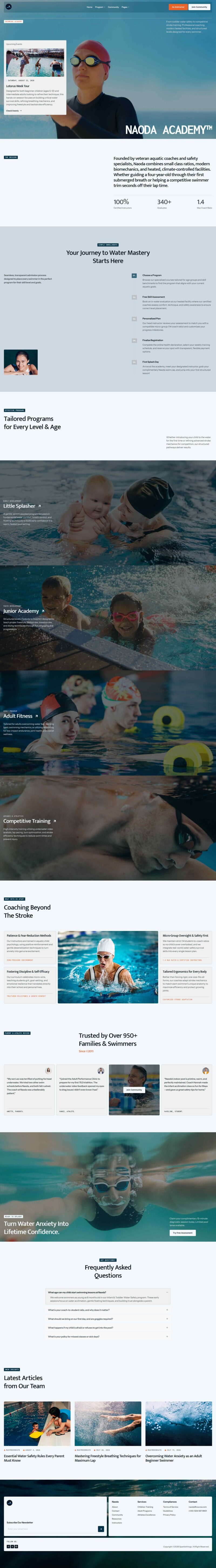 Home — Naoda - Swimming Academy & Training Elementor Template