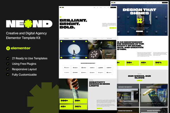 Neond - Creative & Digital Agency Elementor Template — Elementor template kit cover