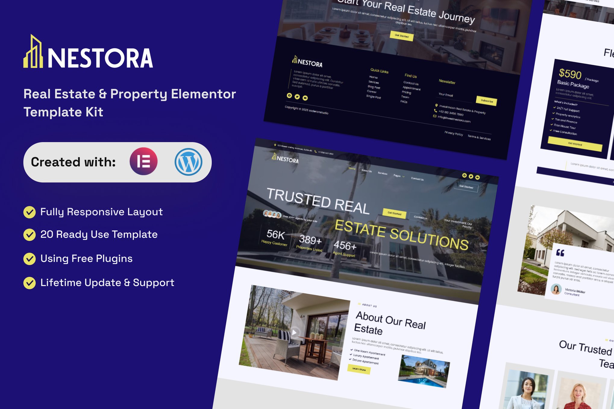 Nestora - Real Estate & Property Elementor Template — Elementor template kit cover