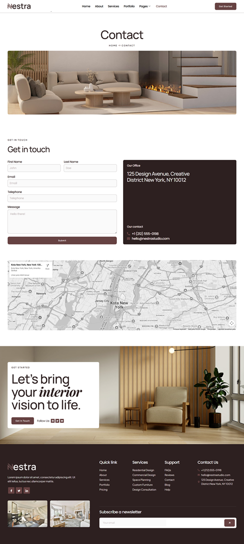 Contact — Nestra - Interior Design Elementor Template