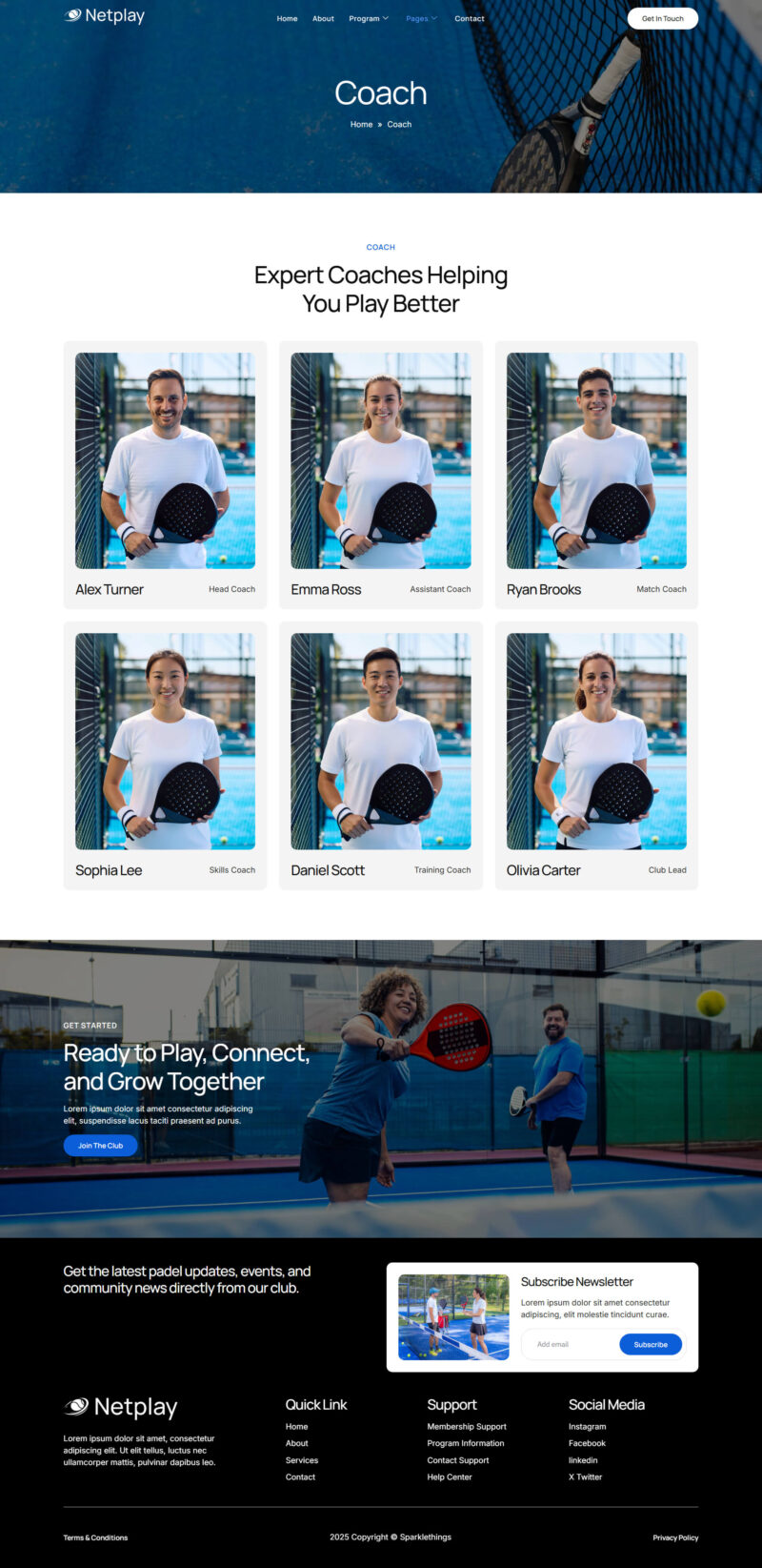 Coach — Netplay - Padel Club & Community Elementor Template