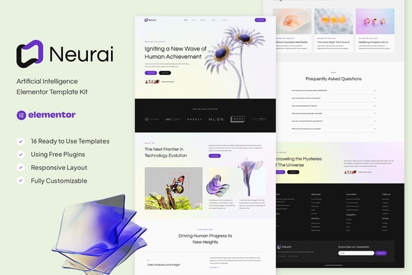 Neurai - Artificial Intelligence Elementor Template — Elementor template kit cover