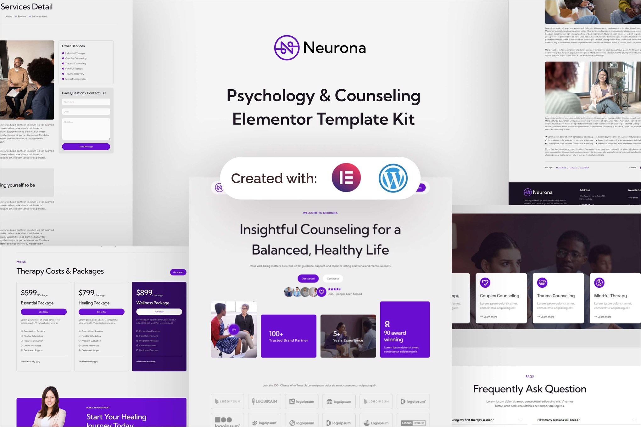 Neurona - Psychology & Counseling Elementor Template — Elementor template kit cover