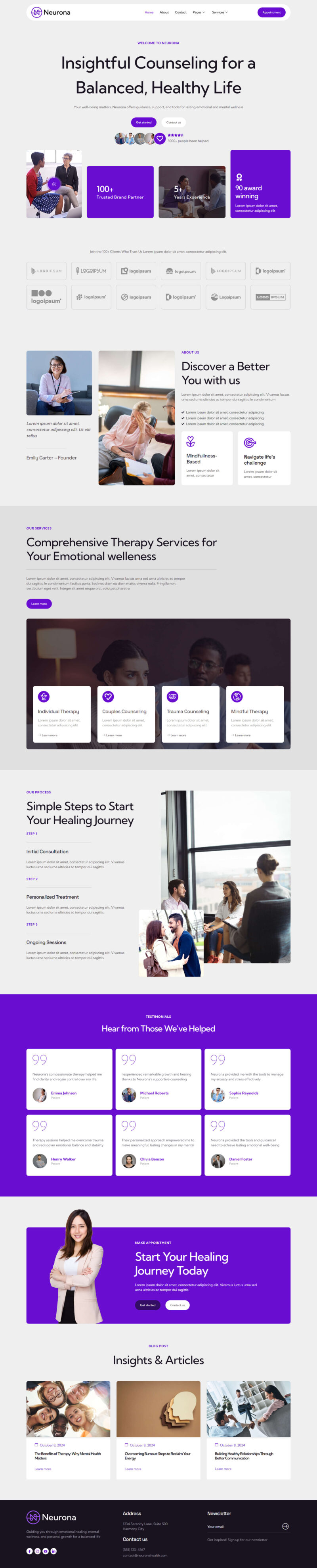 Homepage — Neurona - Psychology & Counseling Elementor Template