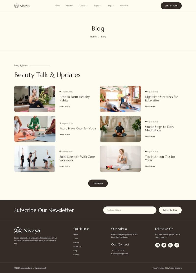 Blog — Nivaya - Yoga Studio & Fitness Elementor Template
