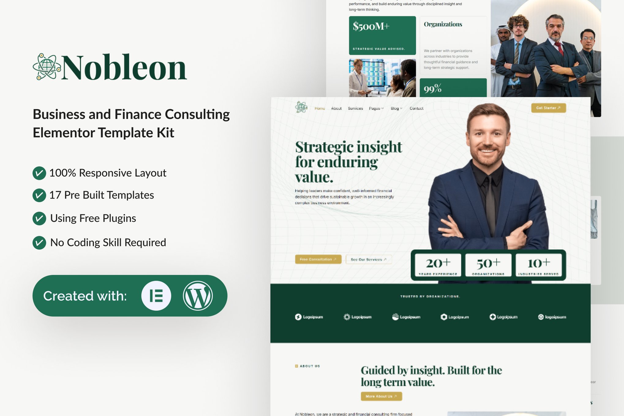 Nobleon - Business and Finance Consulting Elementor Template — Elementor template kit cover
