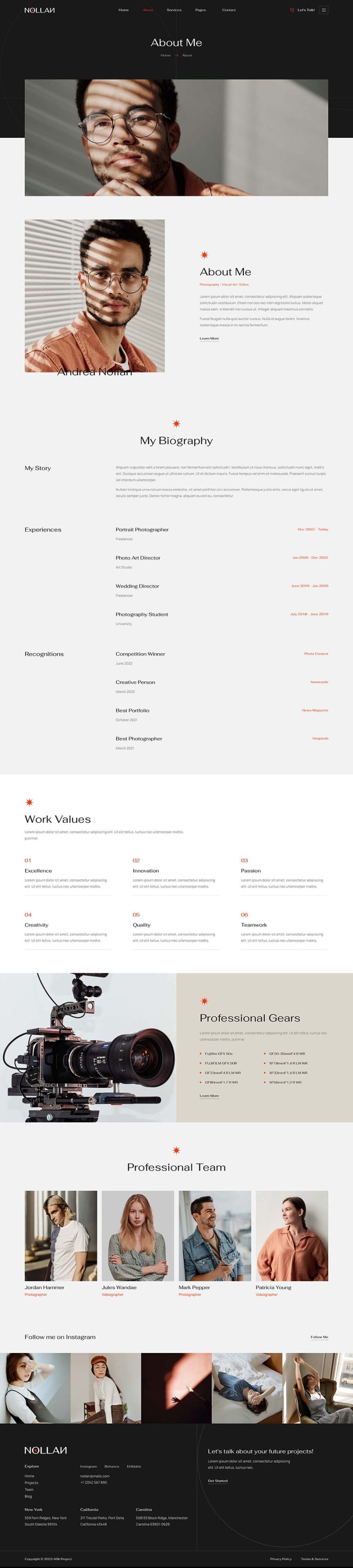 About — Nollan - Photography & Portfolio Elementor Template