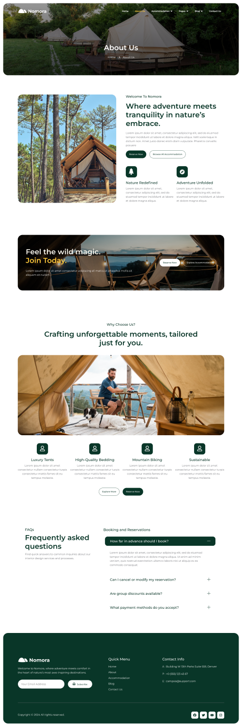 About Us — Nomora - Glamping & Adventure Elementor Template
